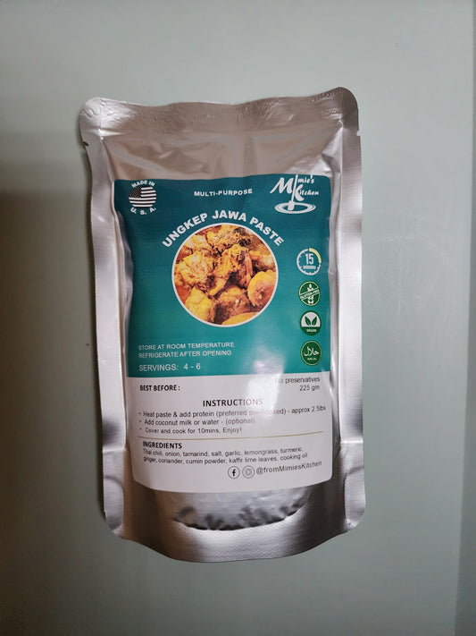 Packaged product with a label on a gray background